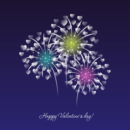 Fireworks on a dark blue sky backgroundのイラスト素材