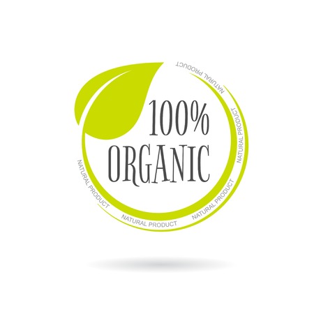 Organic product emblem on white background. Vector illustrationのイラスト素材