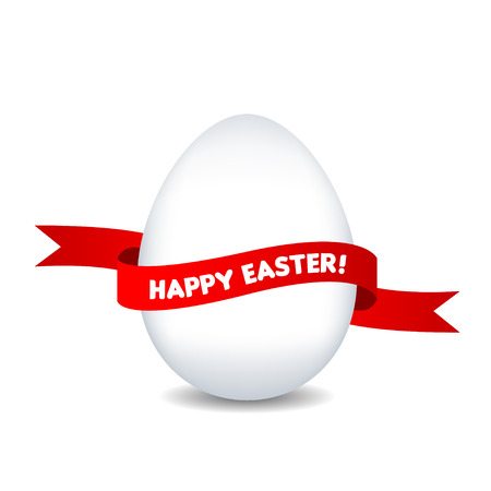 Easter egg with red ribbon isolated on white backgroundのイラスト素材