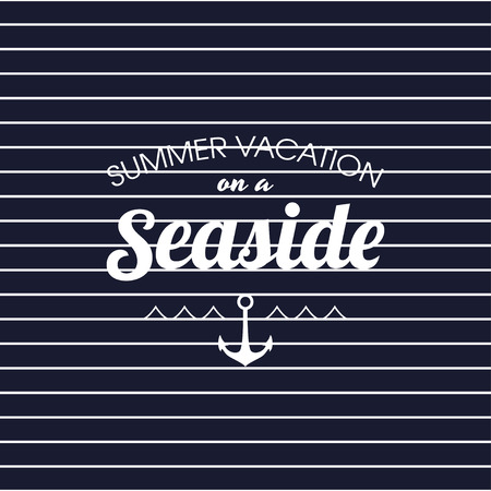 Summer vacation on a seaside striped posterのイラスト素材
