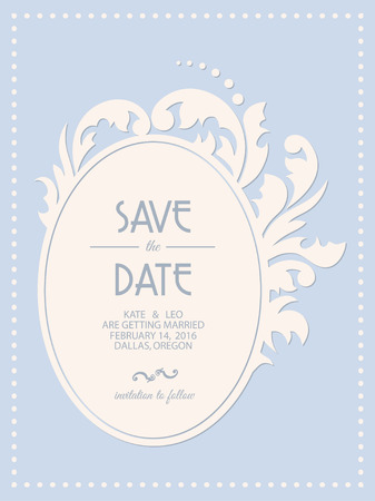 Vintage wedding invitation card with floral frame. Vector illustrationのイラスト素材