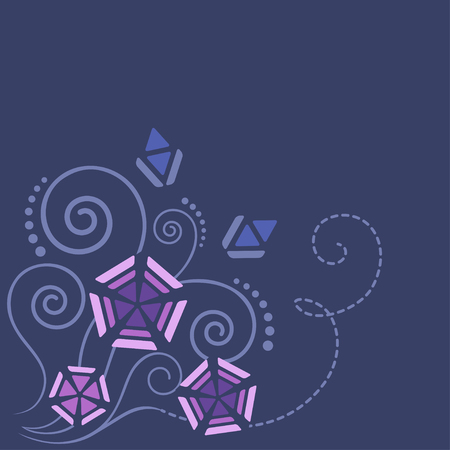 Abstract floral elements on blue background. のイラスト素材