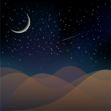 Planet surface on a dark starry sky background. Vector illustrationのイラスト素材