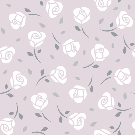 White roses on purple background seamless pattern. illustrationのイラスト素材