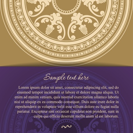 Round oriental ornament card in vintage style. Vector illustrationのイラスト素材