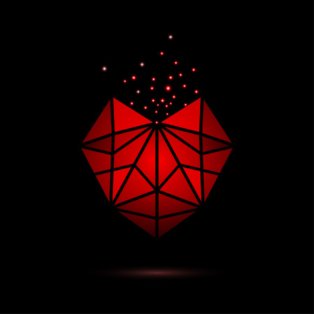 Heart shape symbol isolated on black backgroundの写真素材