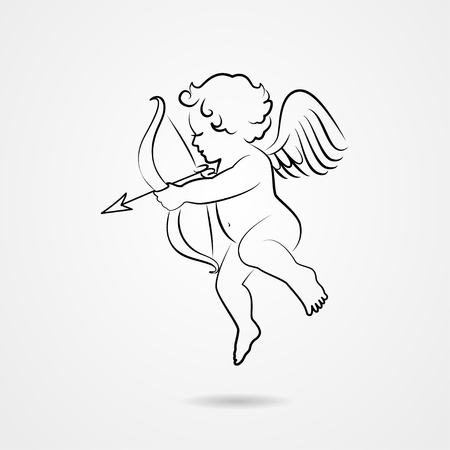 Hand drawn sketch of cupid. Vector illustrationのイラスト素材