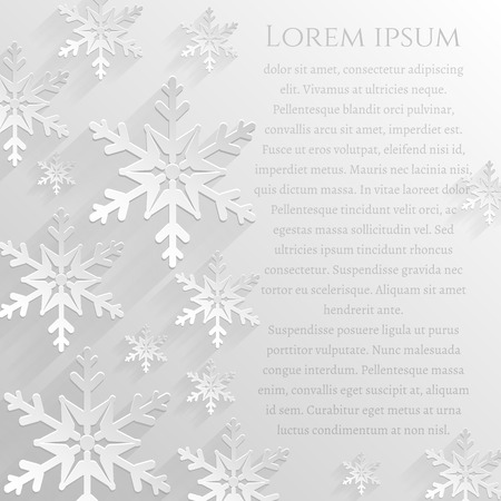 Winter background with flat snowflakes and space for text. Vector card.のイラスト素材