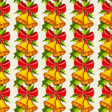 Merry Christmas and Happy New Year! Christmas background with bells. Seamless pattern. Vector illustration.のイラスト素材
