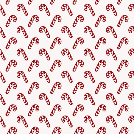 Merry Christmas! Striped candy canes on white background. Seamless pattern. Vector illustration.のイラスト素材