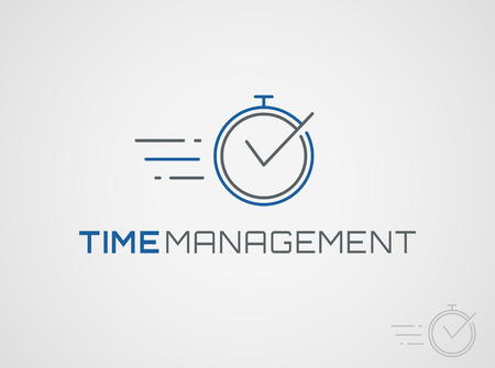 Time management template. Stopwatch line icon isolated on white background. Vector concept symbol.のイラスト素材