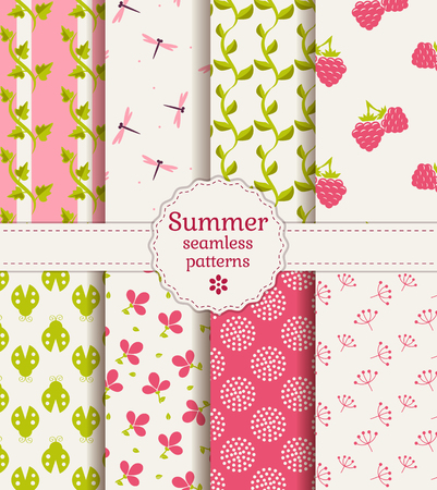 Set of summer seamless patterns. Vector illustration.のイラスト素材