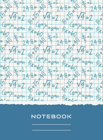 Notebook cover design with mathematical pattern. School and science themes. Vector background.のイラスト素材