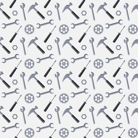 Seamless pattern with tools for repair and construction on white background. Vector illustration.のイラスト素材
