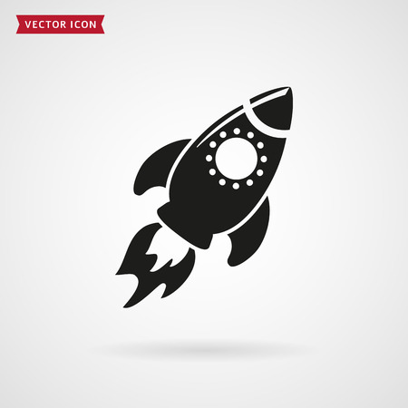 Rocket icon isolated on white background. Space theme. Vector illustration.のイラスト素材