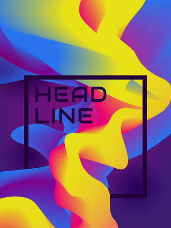 Colorful poster with abstract fluid background. Vector template.のイラスト素材