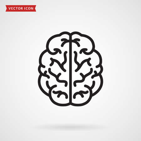 Brain icon isolated on white background. Mind or intelligence concept symbol. Top view. Vector element.のイラスト素材
