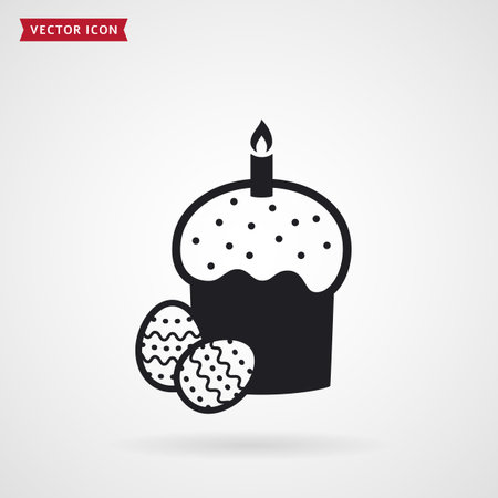 Easter cake and eggs vector illustrationのイラスト素材