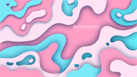 Paper cut background. Abstract vector template with multi layers smooth shapes. Modern 3d design.のイラスト素材
