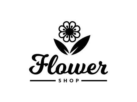 Flower shop. Vector floral symbol isolated on a white background.のイラスト素材
