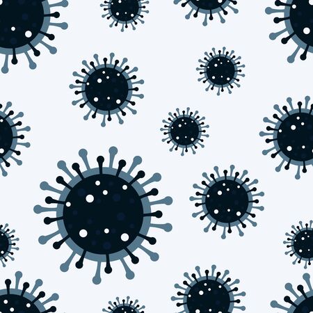 Coronavirus seamless pattern. Virus infection elements background. Vector illustration.のイラスト素材