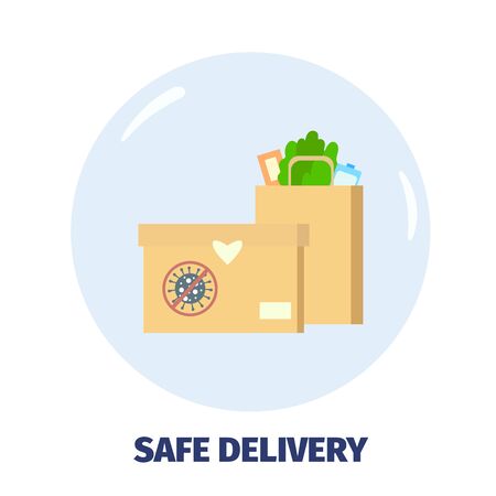 Safe delivery concept. Vector illustration in flat style. Isolated on white background.のイラスト素材