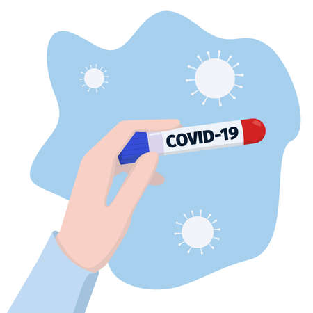 Coronavirus pandemic and quarantine. Medical test for covid-19. Isolated vector illustration in flat style.のイラスト素材