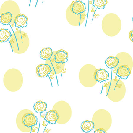 Flowers seamless pattern with yellow stains on white backgroundのイラスト素材
