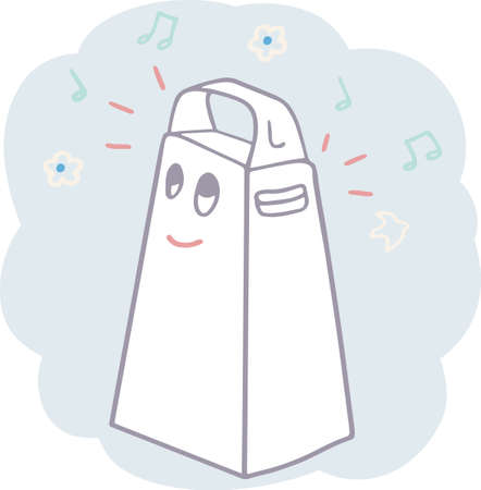 Hand drawn grater with music notes and flowers. Smiling funny kitchen tool. Vector illustration.のイラスト素材