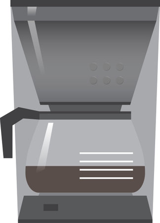 Vector drip coffee maker illustration. Coffee pot with coffee. Breakfast equipment.のイラスト素材