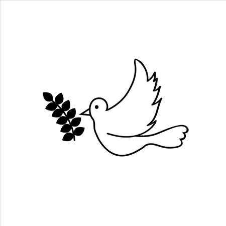 Dove flying with olive branch icon vectorのイラスト素材