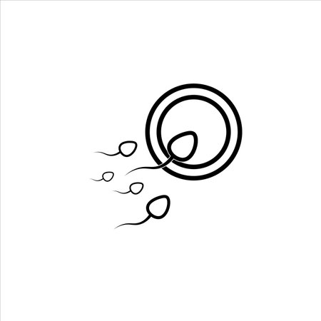 Spermatozoa penetrate the egg cell icon, vector, illustration, 10 epsのイラスト素材