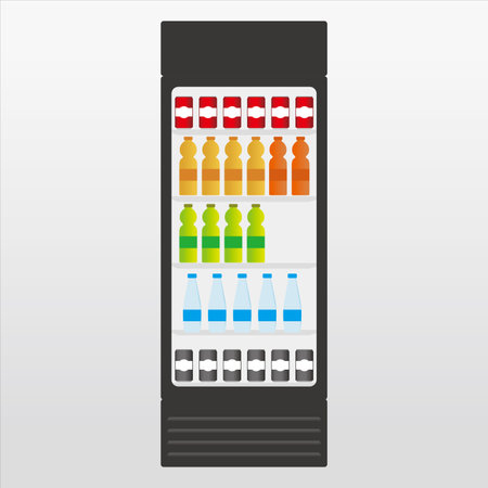 Refrigerator with drinks, sweet water, mineral water icon, vector, illustration, symbolのイラスト素材