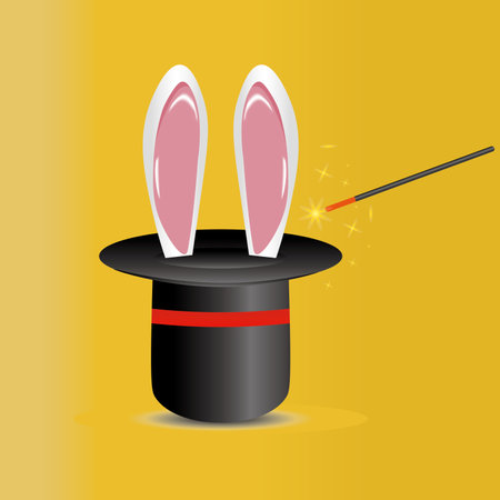 bunny in a hat, magic wand icon vector illustration symbolのイラスト素材