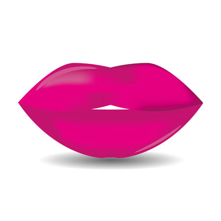 Pink puffy lips icon vector illustration symbolのイラスト素材
