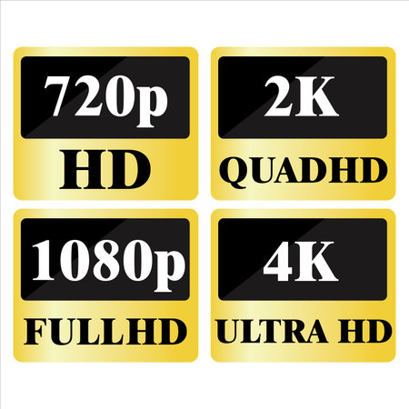4k ultrahd , 2k quadhd , 1080 fullhd and 720 hd dimensions of videoのイラスト素材