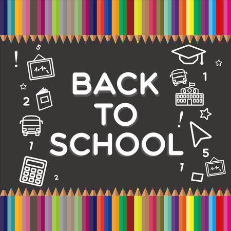 back to school, colored pencils icon vector illustration symbolのイラスト素材
