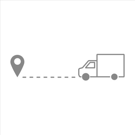 delivery, truck moving to a point on the map icon vectorのイラスト素材