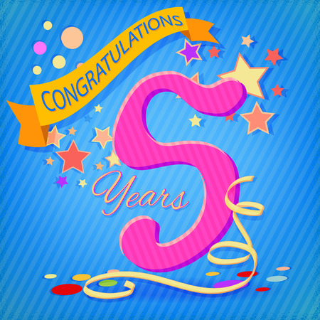 Vector picture 5 year anniversary  Celebration Design in retro styleのイラスト素材
