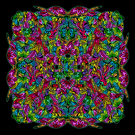 Psychedelic abstract geometric oriental vintage ethnic seamless pattern ornament from Paisley Doodlesのイラスト素材