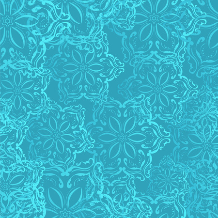 Seamless pattern of snowflakes on a aquamarine background.のイラスト素材