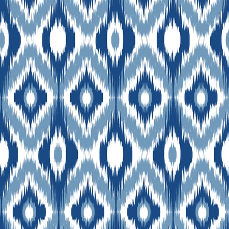 Blue Ikat Ogee Seamless Background Patternのイラスト素材