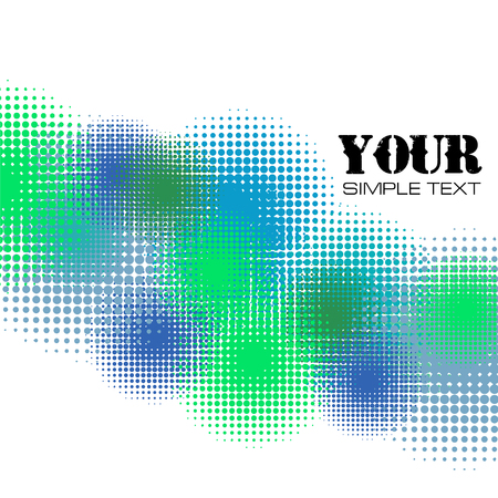 abstract background in green and blue shades of halftone circles in pop art styleのイラスト素材