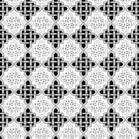 Scandinavian Celtic monochrome seamless patternのイラスト素材