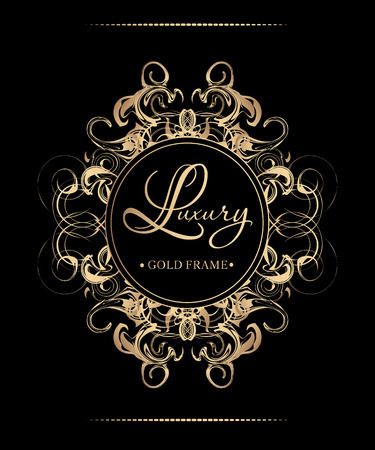 Luxury golden vintage lines and swirls in the style of Art Nouveau on burgundy background. Vectorのイラスト素材