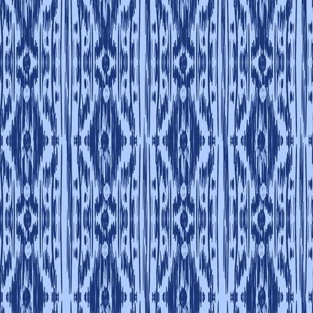 Seamless pattern Tribal Art Ikat Ogee in traditional classic blue and white colors. Boho style.のイラスト素材