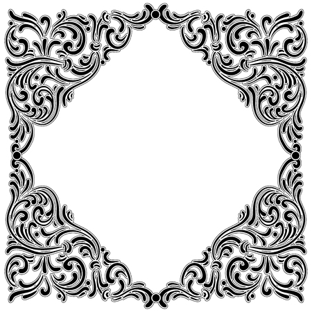Vintage baroque frame consisting of Victorian vignettes and Damask ornament, ornate swirl decorative design element, for wedding invitations, diplomas, book designのイラスト素材