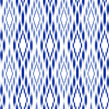 Seamless pattern Tribal Art Ikat Ogee in traditional classic blue and white colors. Boho style.のイラスト素材