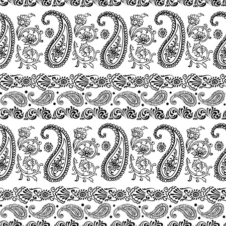 Paisley - seamless ethnic pattern. Floral oriental ethnic background. Arabic and indian tribal ornament. Ornamental motives of the paintings of oriental fabric patterns.のイラスト素材