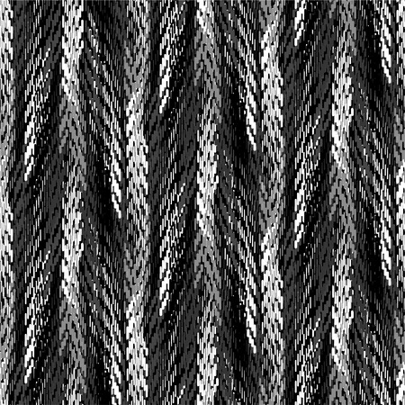 Seamless Ikat Pattern. Abstract black and white background for textile design, wallpaper, surface texturesのイラスト素材